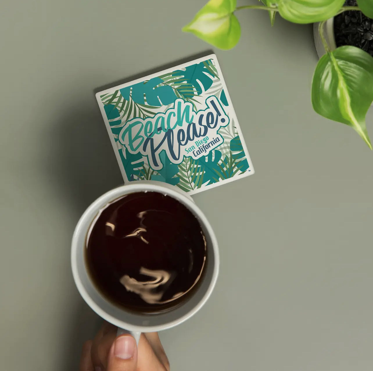 BEACH PLEASE TROPICAL - San Diego Ceramic Coaster
