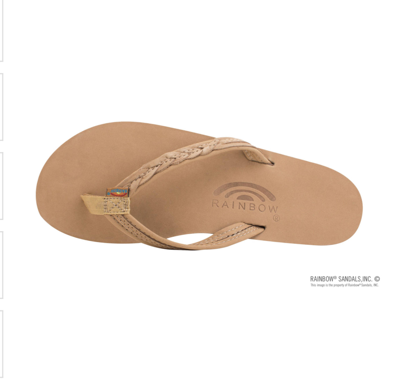 THE MADISON SIERRA BROWN - Rainbow Single Layer Arch Support with a Braid on a 1/2" Narrow Rolled Strap