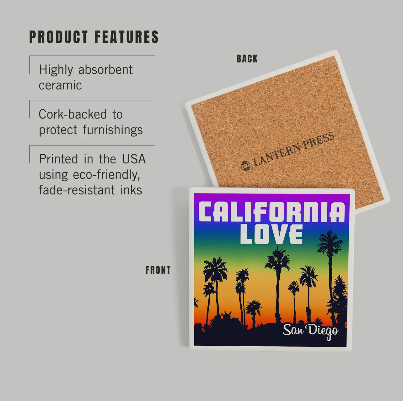 CALIFORNIA LOVE - San Diego Ceramic Coaster