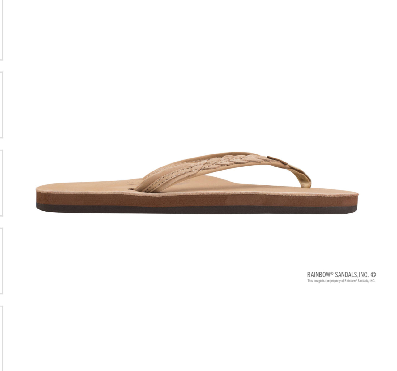 THE MADISON SIERRA BROWN - Rainbow Single Layer Arch Support with a Braid on a 1/2" Narrow Rolled Strap