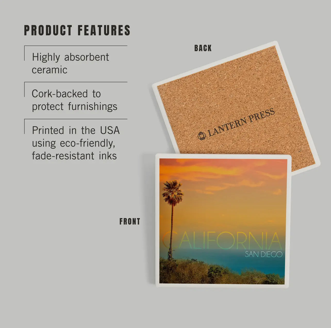 CALI SUNSET - San Diego Ceramic Coaster