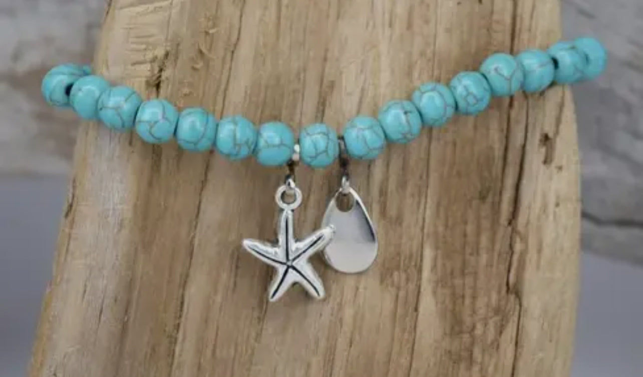 Turquoise Bead Starfish Bracelet