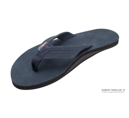 NAVY - Rainbow Single Layer Premier Leather w/Arch Support 1” Strap