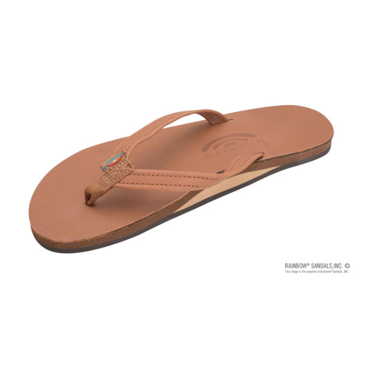 TAN - Rainbow Single Layer Classic Leather with Arch Support and a 1/2" Narrow Strap