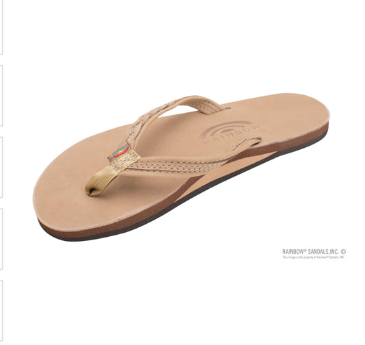 THE MADISON SIERRA BROWN - Rainbow Single Layer Arch Support with a Braid on a 1/2" Narrow Rolled Strap