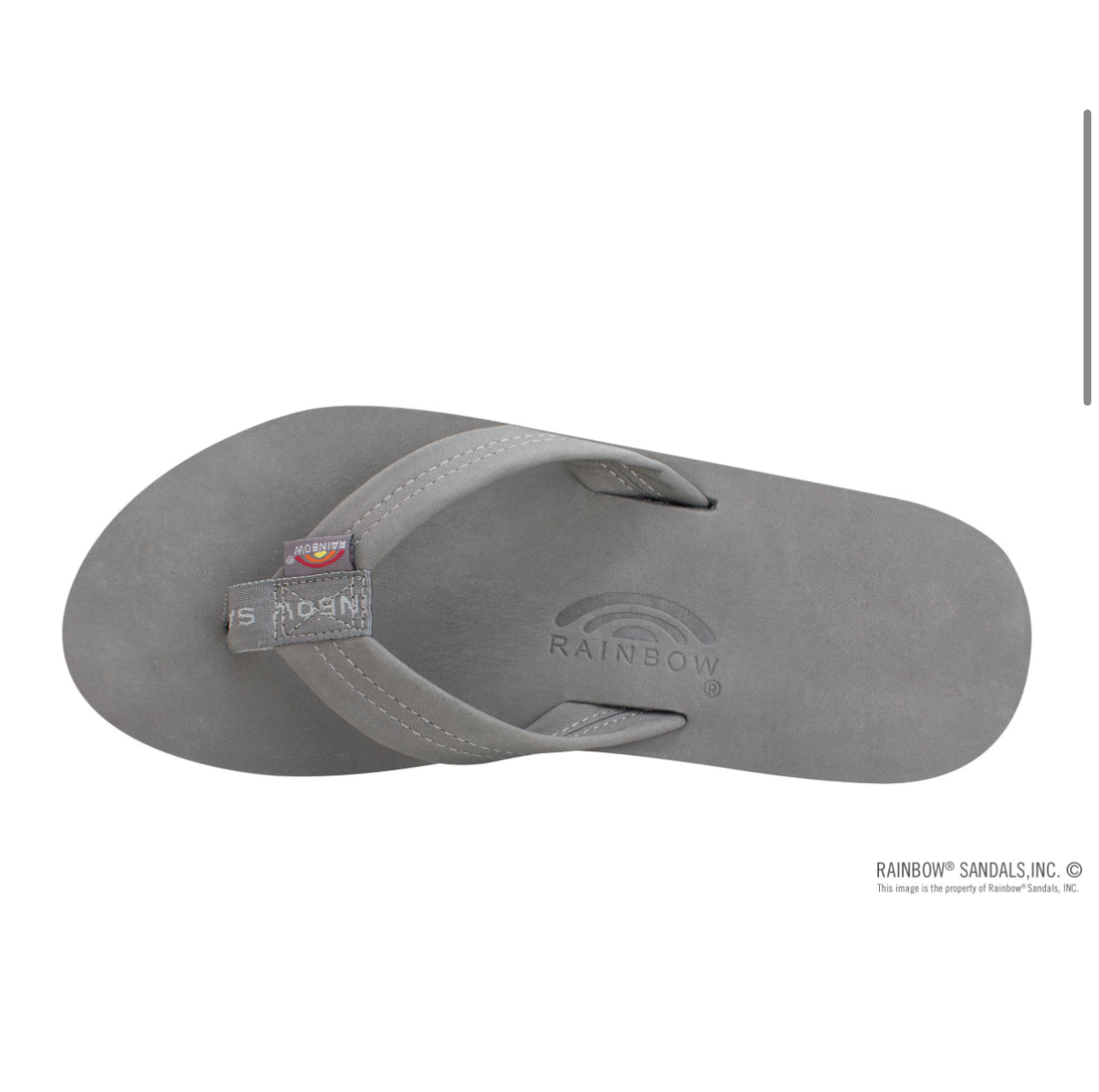 GREY - Rainbow Single Layer Premier Leather w/Arch Support 1” Strap