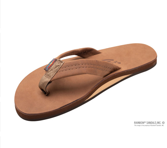 REDWOOD - Rainbow Single Layer Premier Leather with Arch Support 1" Strap