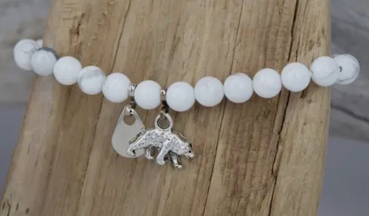 White Bead Bear Bracelet